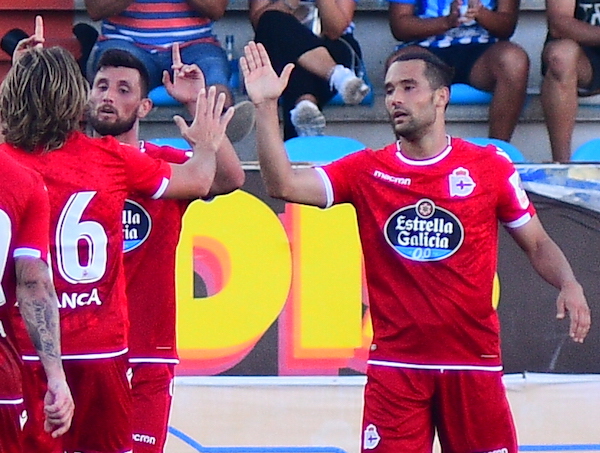 Borja Valle tras marcar un gol en el amistoso contra la Ponferradina de este agosto / BierozDiario